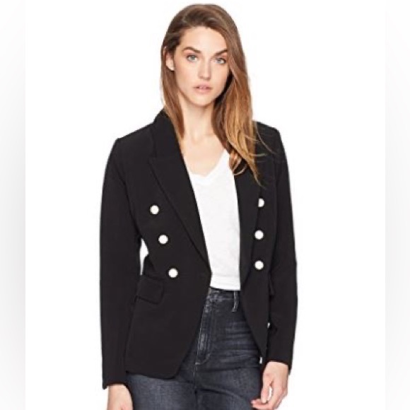 Kensie Jackets & Blazers - Kensie Smooth Twill Double Breasted Black Blazer with Pearl buttons